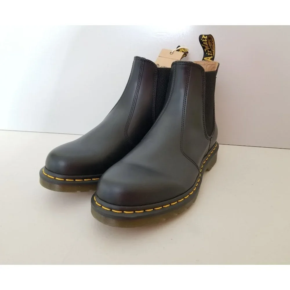 Dr. Martens Black Chelsea Boots with Yellow Stitching Size 10 2976 Yellow Stitch Smooth Leather Chelsea Boots in Black  main image 3